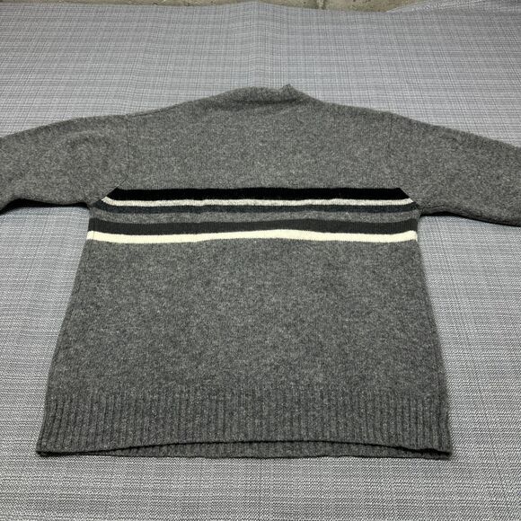 Shetland Wool Sweater Mens Large Grey‎ Center Stripes Old Navy Gorpcore - Picture 4 of 8